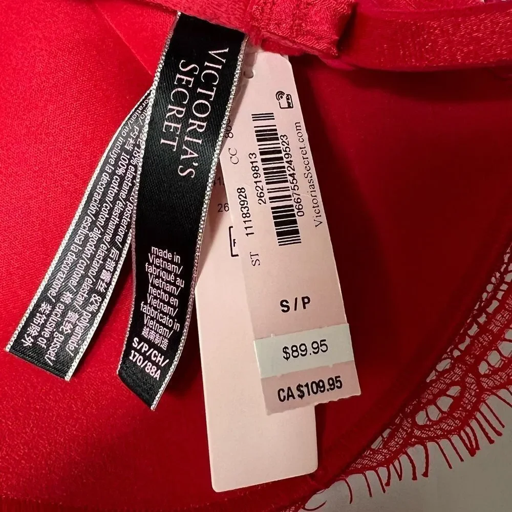 Victoria's Secret Red Bombshell Lace Teddy Lingerie Sexy Push Up Size Small NWT